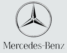 De afbeelding toont het Mercedes-Benz-logo, een driepuntige ster in een cirkel, tegen een lichtgrijze achtergrond. Onder het logo staat 