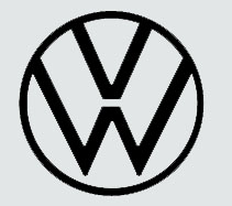 De afbeelding toont het Volkswagen-logo, dat bestaat uit een gestileerde 