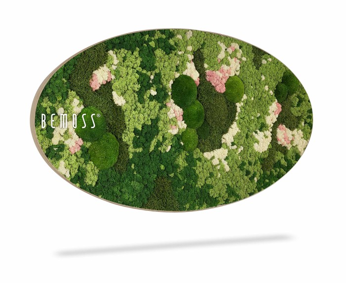 Een platte, ovale decoratie met het woord 