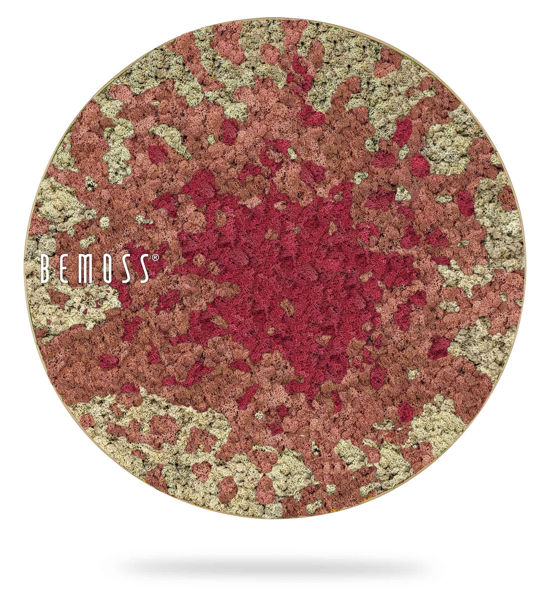 Mosschilderij cirkel BEMOSS® SPLASH Pink